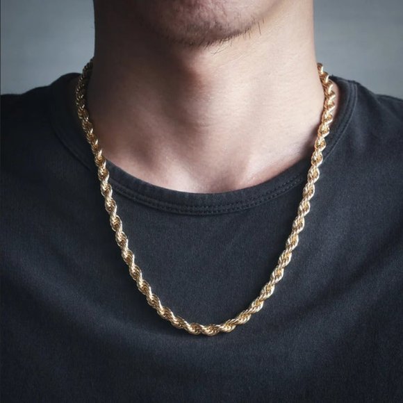 22" Mens 18K Gold Twisted Rope Style Chain Necklace 22 inch 18 Karat NEW Jewelr - Picture 7 of 9